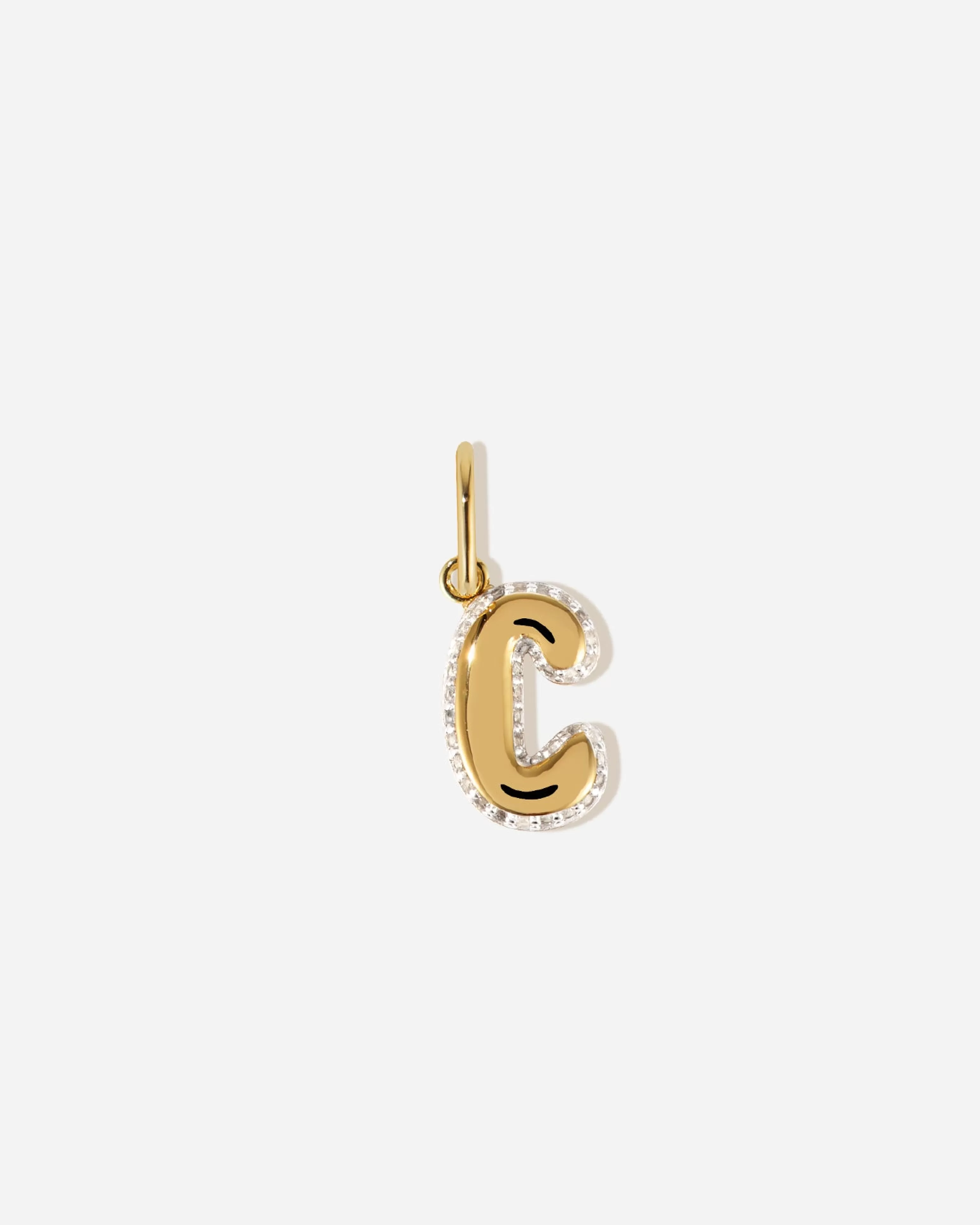 BRUNA The Label Kettenanhänger | Buchstaben^Bubble Letter Topaz Charm 18k Gold Vermeil & Edelsteine