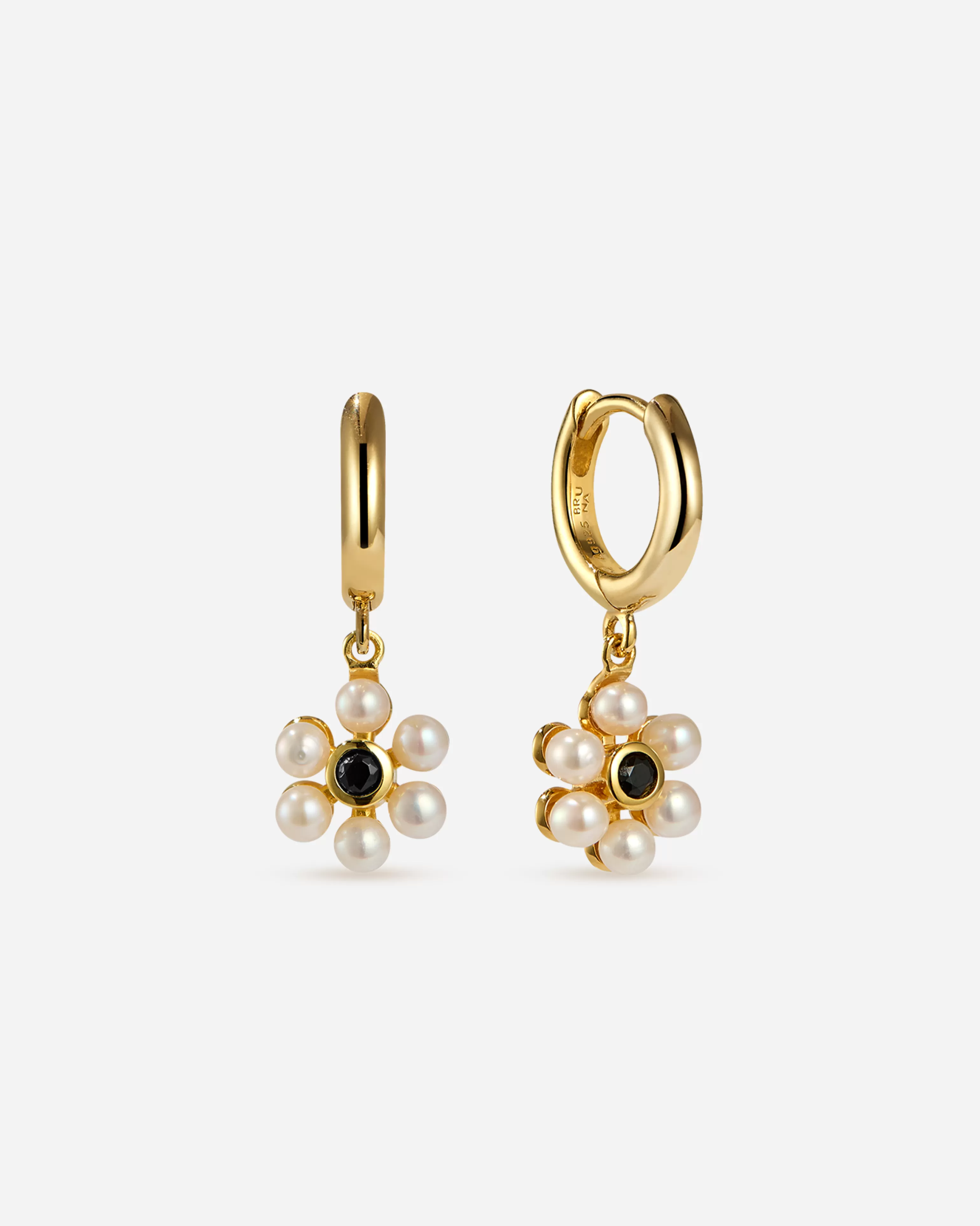 BRUNA The Label Ohrringe Mit Anhänger | Creolen^Gironde Onyx Mini Hoops 18k Gold Vermeil & Edelsteine & Perlen