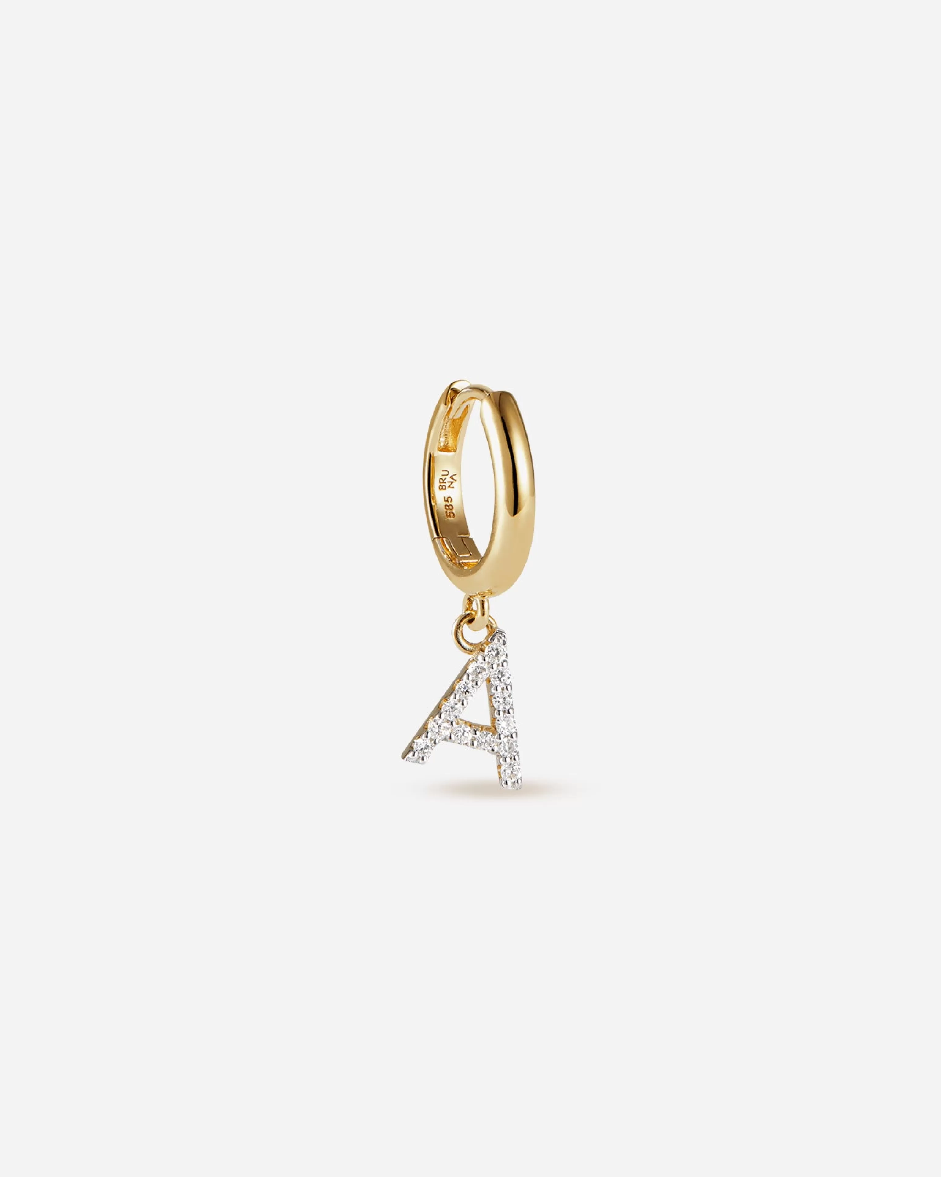 BRUNA The Label Ohrringe Mit Anhänger | Creolen^Lab-Grown Diamond Letter Hoop 14k Gelbgold & Laborgezüchtete Diamanten