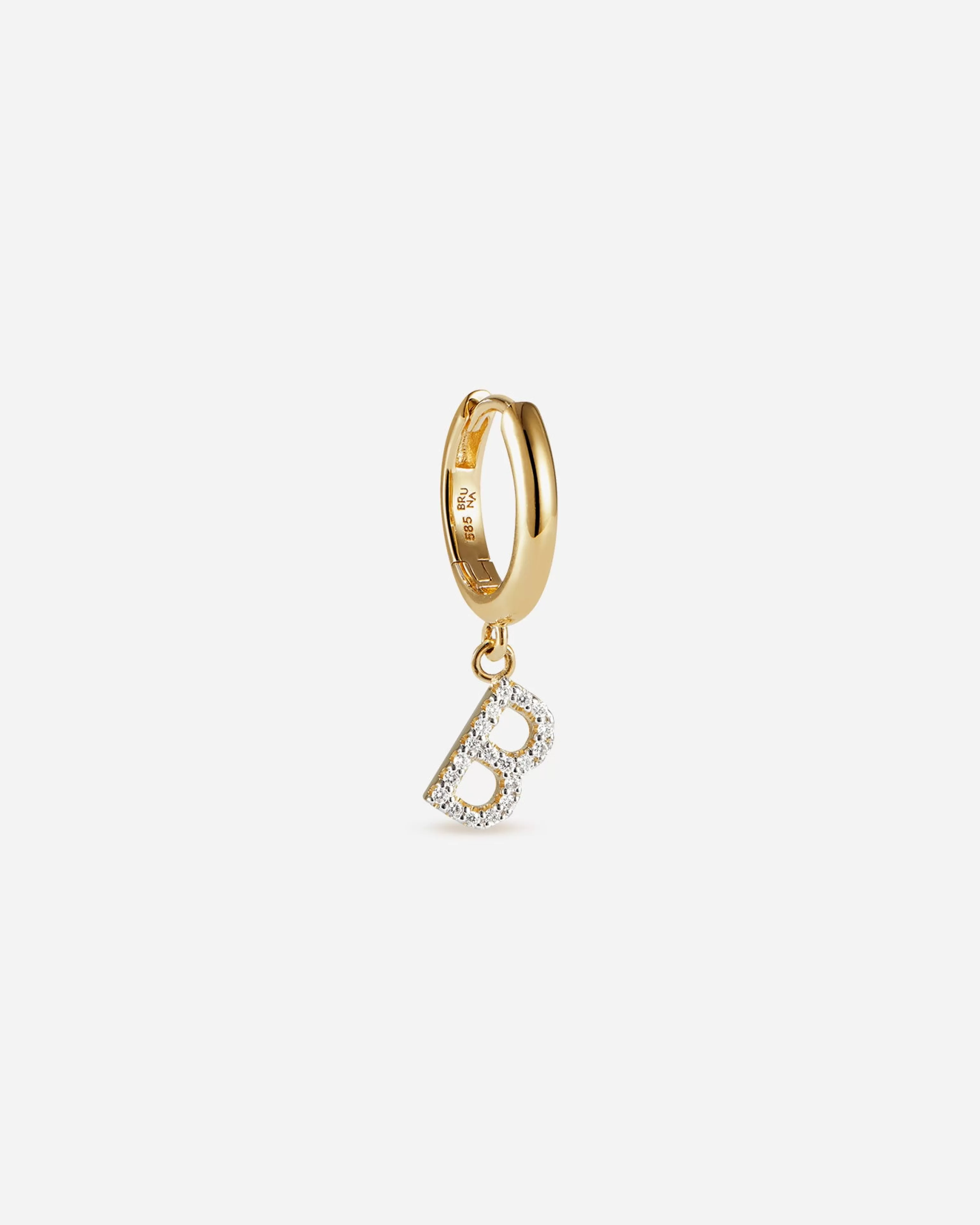 BRUNA The Label Ohrringe Mit Anhänger | Creolen^Lab-Grown Diamond Letter Hoop 14k Gelbgold & Laborgezüchtete Diamanten